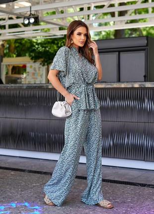 Літній бавовняний костюм   сорочка брюки палаццо