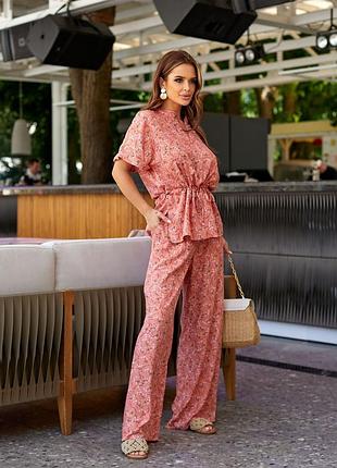 Літній бавовняний костюм   сорочка брюки палаццо