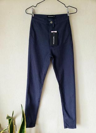 Новые облегченные брюки скинни джинсовые джеггинсы с высокой талией pretty little thing xxs xs1 фото