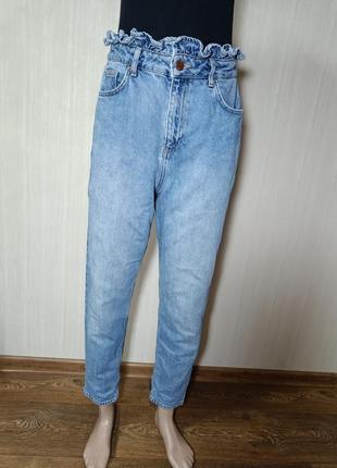 Высокие синие  джинсы  с высокой талией. джинси мом . джинси рівні3 фото