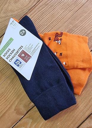 Комплект классических носков из 2 пар, размер 43-46, цвет синий, оранжевый