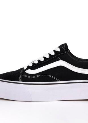 Демисезонные чёрные кеды vans old school platform черные женские кеды vans old school