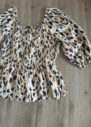 Блуза льон 100% леопардовий принт,50 р3 фото