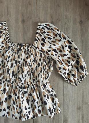 Блуза льон 100% леопардовий принт,50 р2 фото