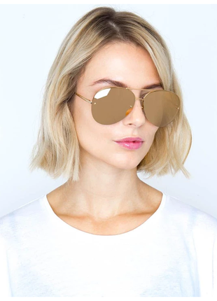 Очки люкс оригинал с родным чехлом linda farrow 574 c1 aviator sunglasses gold2 фото