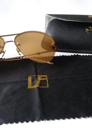 Очки люкс оригинал с родным чехлом linda farrow 574 c1 aviator sunglasses gold7 фото