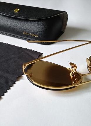 Очки люкс оригинал с родным чехлом linda farrow 574 c1 aviator sunglasses gold8 фото