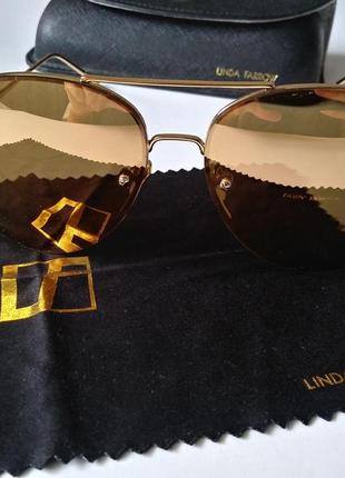 Очки люкс оригинал с родным чехлом linda farrow 574 c1 aviator sunglasses gold9 фото