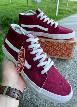 Демисезонные бордовые кеды vans old school бордові чоловічі кеди vans old school2 фото