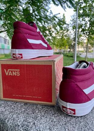 Демисезонные бордовые кеды vans old school бордові чоловічі кеди vans old school8 фото