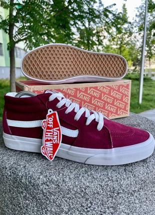 Демисезонные бордовые кеды vans old school бордові чоловічі кеди vans old school9 фото