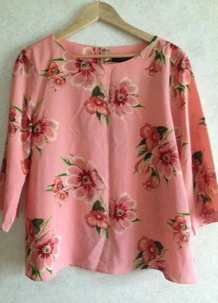 Новая блузка блуза  цветочный принт рукав 3/4 размер uk 16 eur 441 фото