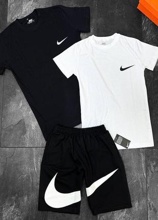 Летний чёрный спортивный костюм nike swoosh чорний літній костюм nike swoosh костюм найк літній