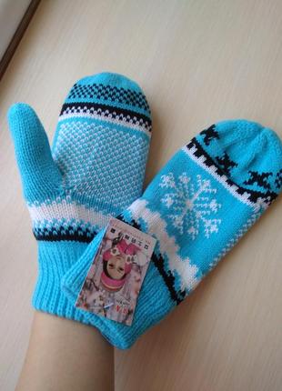 Розпродаж! рукавиці рукавички зимові жіночі яскраві в'язані теплі3 фото