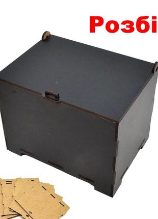Черная коробка (в разобранном виде) 14х11х10см деревянная подарочная коробочка лдвп для подарка1 фото