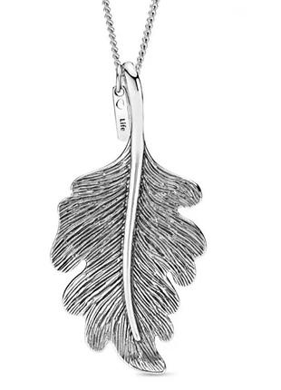 Серебрянное колье серебристый листик пандоpа серебро 925 pandora
