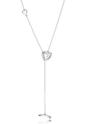 Серебрянное колье пандора сердца серебро 925 pandora