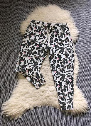 Домашние пижамные штаны натуральные хлопковые хлопок леопардовый принт