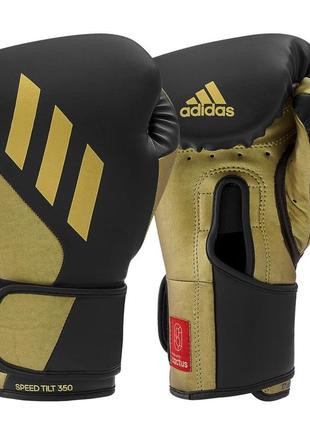 Боксерские перчатки кожаные adidas speed tilt 350 профессиональные тренировочные черные 10 oz спаринг бокс2 фото