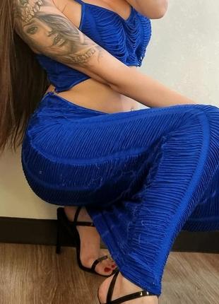 Сукня в пол довга синя plt maxi максі з голою спиною5 фото
