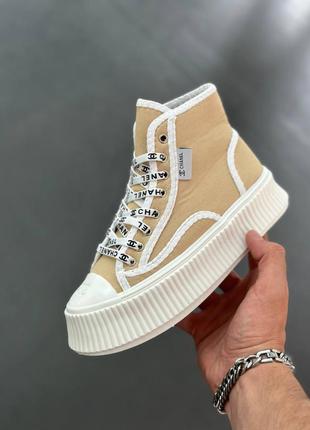 Platform sneakers жіночі стильні літні масивні кеди під бренд шанель бежеві висока платформа женские массивные кеды высокая подошва весна лето беж