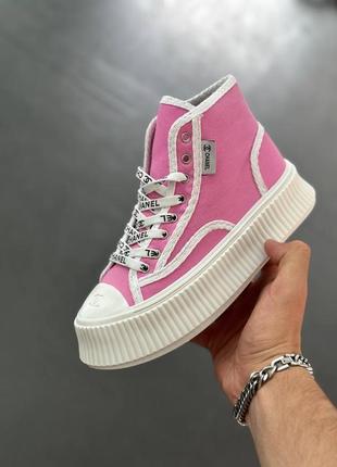 Platform sneakers жіночі стильні літні масивні кеди під бренд шанель рожеві висока платформа женские массивные кеды высокая подошва весна лето розовые