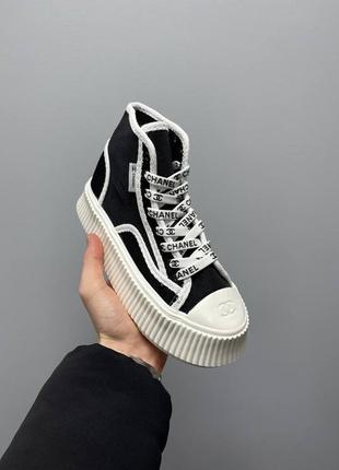 Platform sneakers жіночі стильні літні масивні кеди під бренд шанель чорні висока платформа женские массивные кеды высокая подошва весна лето черные