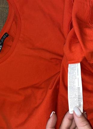 Яскрава оранжева футболка базовая футболка zara красная футболка хлопковая футболка2 фото