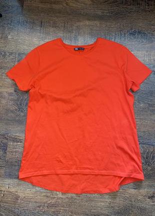 Яскрава оранжева футболка базовая футболка zara красная футболка хлопковая футболка3 фото