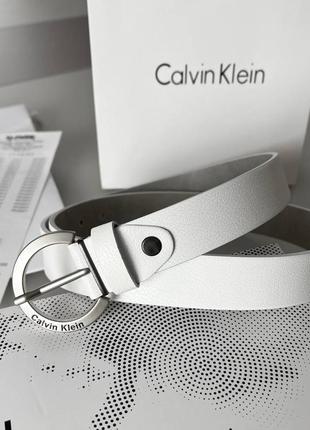 Жіночий ремінь calvin klein білий у подарунковій коробці