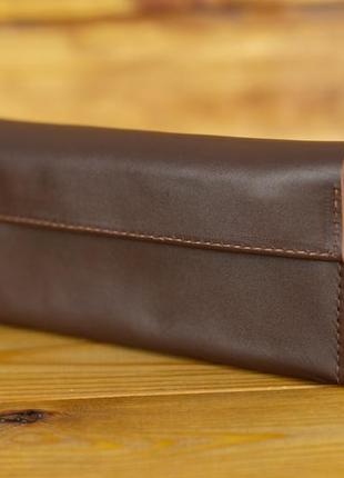 Кожаный кошелек клатч, натуральная кожа итальянский краст, цвет вишня1 фото