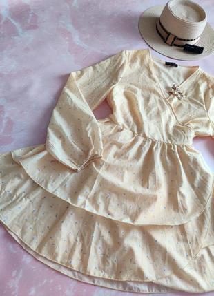 Нова сукня на запах ніжно жовта5 фото