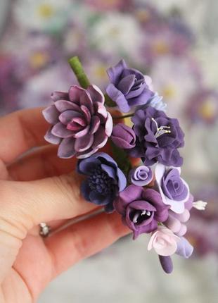 Фіолетовий набір прикрас ручної роботи "фіолетова мрія" брошка та сережки8 фото