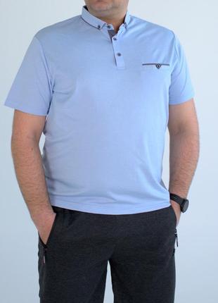 Футболка поло батал блакитна