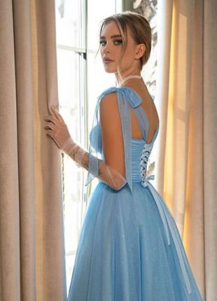 Богемна ексклюзивна вечірня випускна сукня плаття імітація корсету фатин1 фото