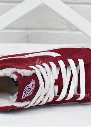 Кеды зимние vans old skool high red wine натуральная замша бордовые унисекс4 фото