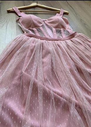 Богемна ексклюзивна вечірня випускна сукня плаття імітація корсету фатин5 фото