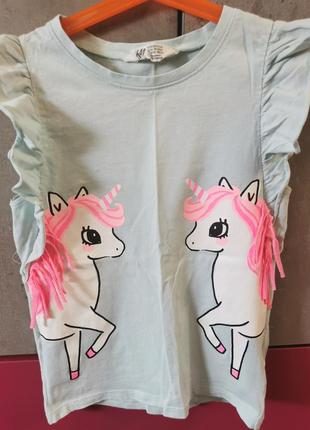 Футболка с уникорном unicorn h&m 6/8 лет