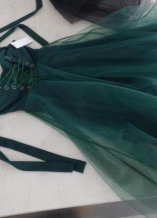 Богемна ексклюзивна вечірня випускна сукня плаття імітація корсету фатин3 фото