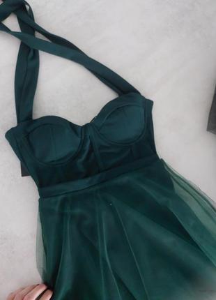 Богемна ексклюзивна вечірня випускна сукня плаття імітація корсету фатин2 фото