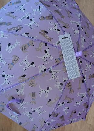 Зонт новый детский фиолетовый с рисунками песиков.