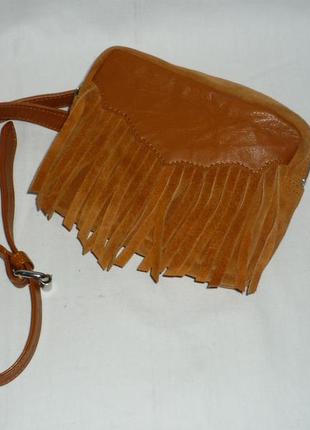 Asos виробництво індія шкіряна сумочка з бахромою на пояс замшева поясна сумка бананка