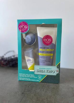 Подарочный набор уходовой косметики с маслом ши eos holiday super soft shea trio gift...