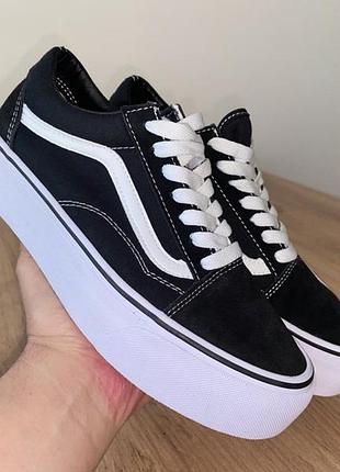 Vans old skool stack platform black white low, женские кеды ванс на платформе, кеды дженские ванс на платформе, кеды на толстой подошве анс