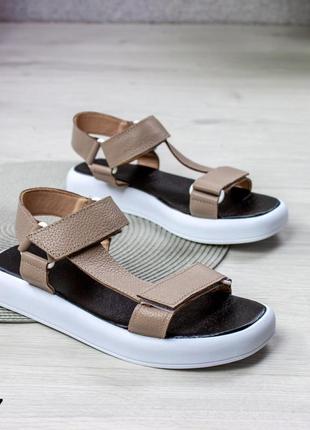 Стильные коричневые женские босоножки/сандали на толстой подошве кожаные/кожа - женская обувь на лето2 фото