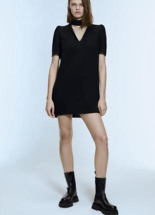 Платье с чокером чёрное прямое zara оригинал