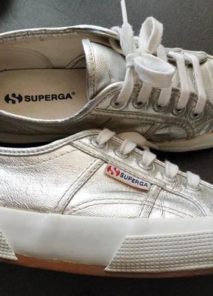 *серебристые кеды superga 38/38,5 размер*