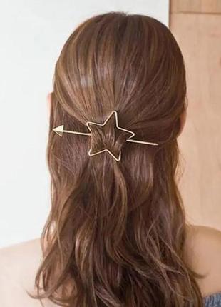 Оригинальная заколка для волос звезда со стрелой7 фото