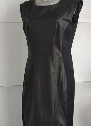 Платье с натуральной кожей h&amp;m черного цвета.6 фото