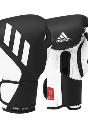 Боксерские перчатки кожаные adidas speed tilt 350 профессиональные тренировочные черные 10 ,12 oz спаринг бокс2 фото